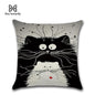 Housse de coussin en lin avec chat de dessin animé, taie d'oreiller décorative pour la maison, pour canapé et voiture, 45x45cm, nouvelle collection