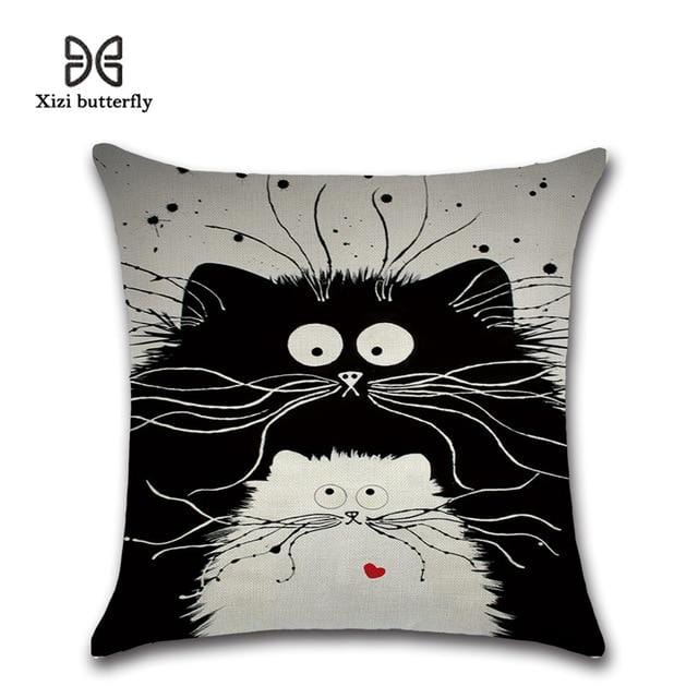 Neue Cartoon Katze Leinen Kissenbezug 45X45 cm Kissenbezug Hause Dekorative Kissen Abdeckung Für Sofa Auto Cojines