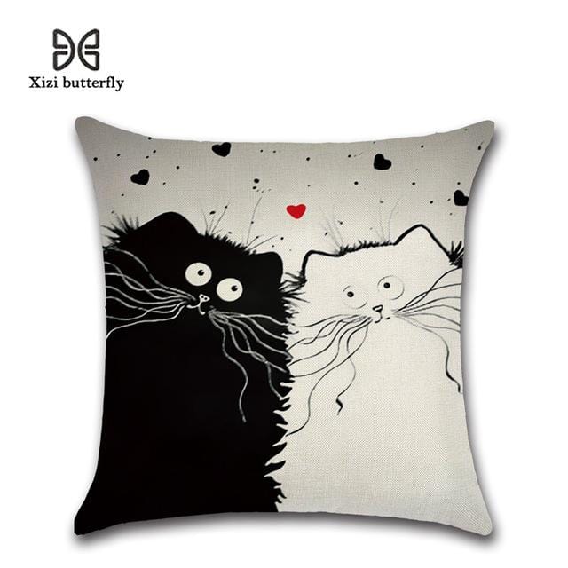 Neue Cartoon Katze Leinen Kissenbezug 45X45 cm Kissenbezug Hause Dekorative Kissen Abdeckung Für Sofa Auto Cojines