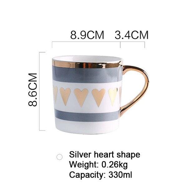 Kreative Keramik Milch Becher Liebe Stern Streifen Muster Vergoldung Griff Tasse Büro Haushalt Kaffee Milch Tee Tassen Hause Dekoration