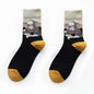 Chaussettes unisexes Style peinture pour hommes, 100 coton, chaussettes complètes colorées Harajuku, 1 paire, cadeaux, taille 35-43