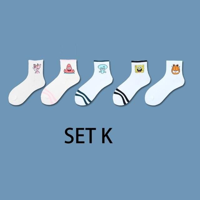 Ins Style – ensemble de chaussettes courtes à motifs d'animaux amusants pour femmes, 5 paires, dessin animé Ulzzang, cheville en coton respirant, Harajuku Cool Sox