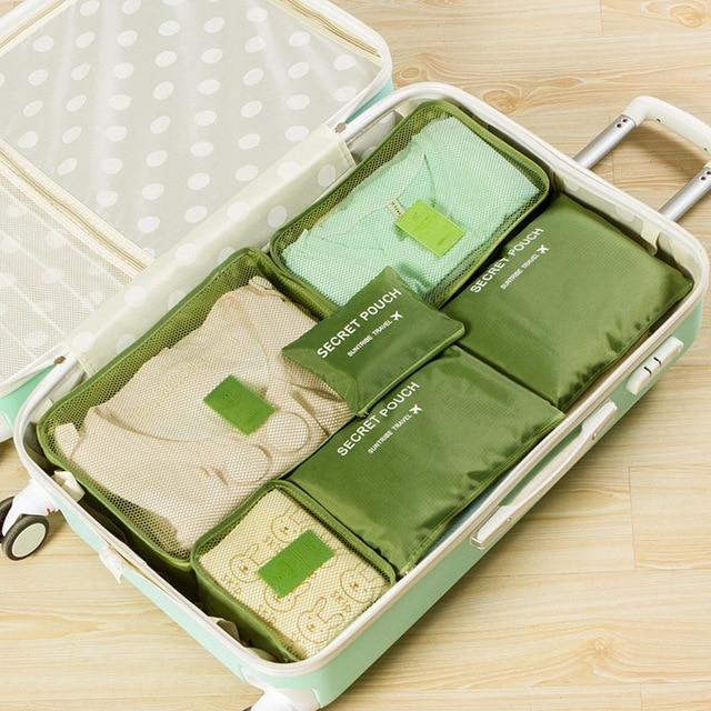 6 pièces/ensemble sac de rangement de bagages de voyage en tissu Oxford de haute qualité, Cube d'emballage pour femmes et hommes pour vêtements, armoire, valise, pochette bien rangée