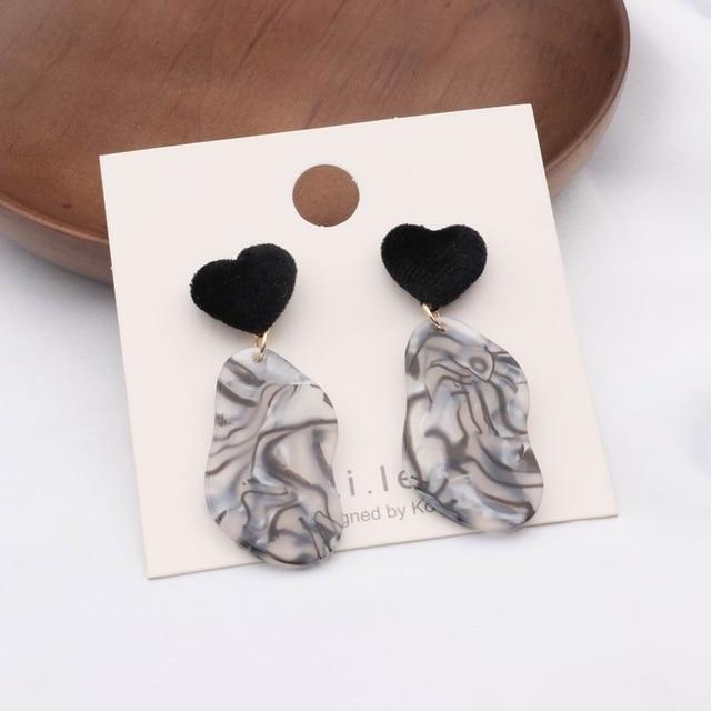 MENGJIQIAO 2019 New Irregular Geometric Round Grey Acrylic Statement Long Drop Earrings Acetic Acid Resin Earrings for Women