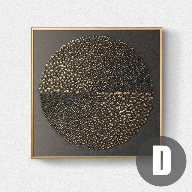 Abstract Gold Black White Modern Square Texture Canvas Painting Posters And Prints Home Decor Wall Art Pictures For Living Room