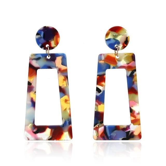 Boucles d'oreilles en acrylique pour femmes, grande déclaration, en résine, ovale, carrée, géométrique, goutte d'eau, bohème, bijoux cadeau, 2019