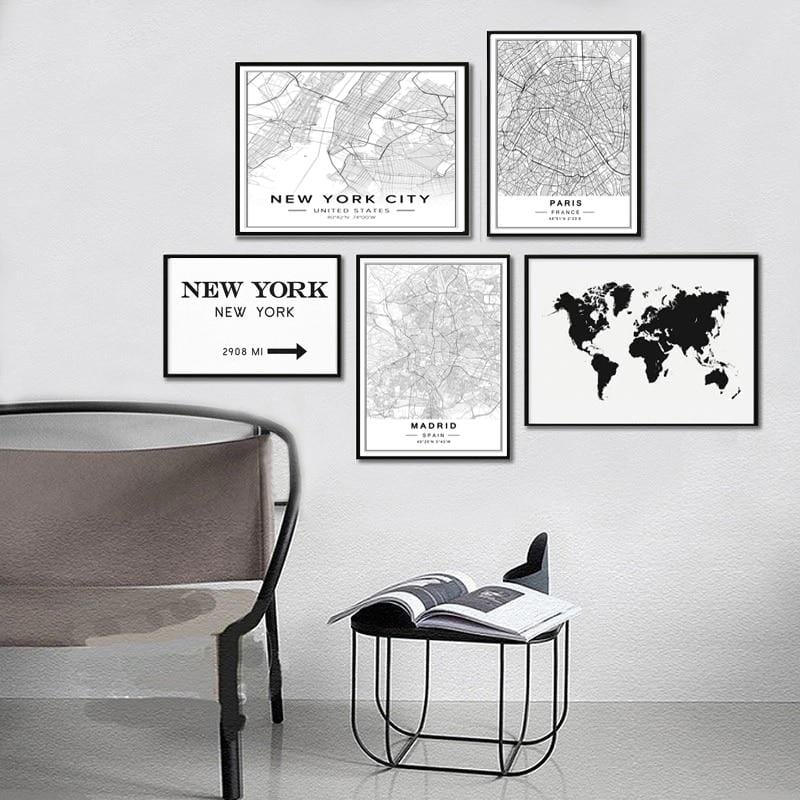 Nordic Minimalist World Famous City Map Canvas Paintings Berlin Oslo Poster Print Wall Art Pictures for Living Room Home Decor