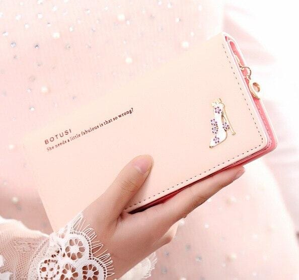 BOTUSI High Heels Large Space Oft Leather Long Women Wallet Change Hasp Clasp Purse Clutch Long Design Handbag Women Purses