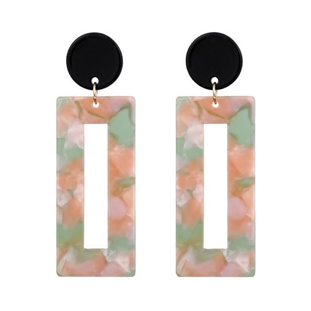 Personality 2019 Trapezoid Large Long Acrylic Acetate Drop Earrings For Women Rectangle Tortoiseshell Earring Za Jewelry