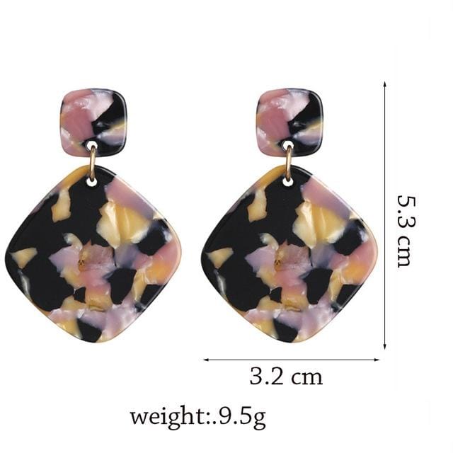 Personnalité 2019 trapèze grand Long acrylique acétate boucles d'oreilles pour femmes Rectangle écaille de tortue boucle d'oreille Za bijoux