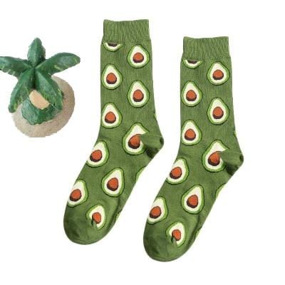 Chaussettes amusantes pour femmes, avec impression d'art, chaussettes d'hiver chaudes et mignonnes avec avocat Sushi nourriture en coton, chaussettes unisexes Harajuku à la mode, 1 paire