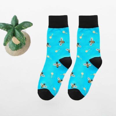 Chaussettes amusantes pour femmes, avec impression d'art, chaussettes d'hiver chaudes et mignonnes avec avocat Sushi nourriture en coton, chaussettes unisexes Harajuku à la mode, 1 paire