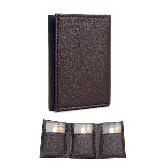 Portefeuille de luxe en cuir Pu pour hommes, solide et mince, à deux volets, porte-cartes de crédit court, porte-monnaie d'affaires