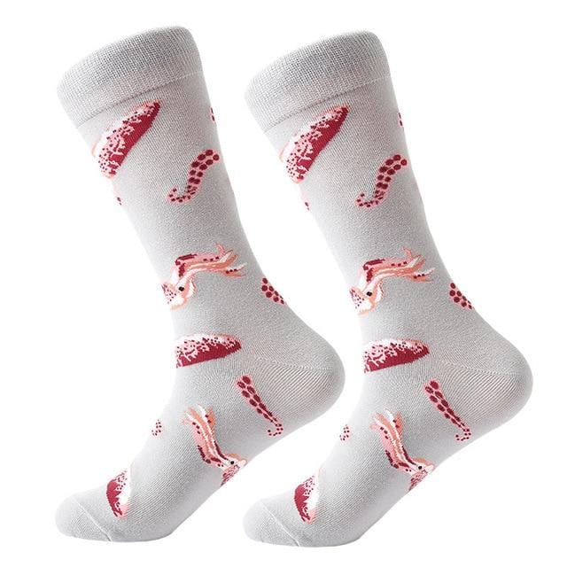 1 paire hommes chaussettes coton peigné dessin animé animal oiseau requin zèbre maïs pastèque fruits de mer géométrique nouveauté drôle chaussettes