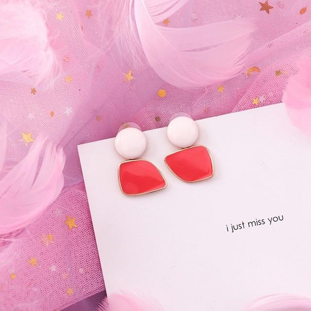 2019 Pink Earrings Korean Flower Sweet Geometric Earring Simulated Pearl pendientes mujer For Women Tassel Ear Jewelry brincos