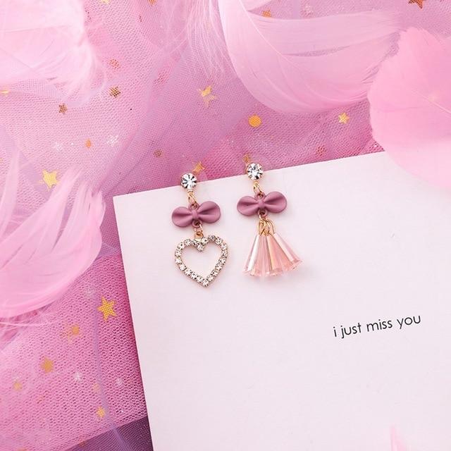 2019 Pink Earrings Korean Flower Sweet Geometric Earring Simulated Pearl pendientes mujer For Women Tassel Ear Jewelry brincos