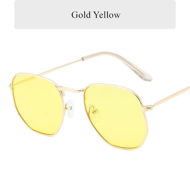 Oulylan Vintage Polygon Sunglasses Women Men Brand Metal Frame Sun Glasses Ladies UV400 Female Luxury Polygonal Sunglass Male
