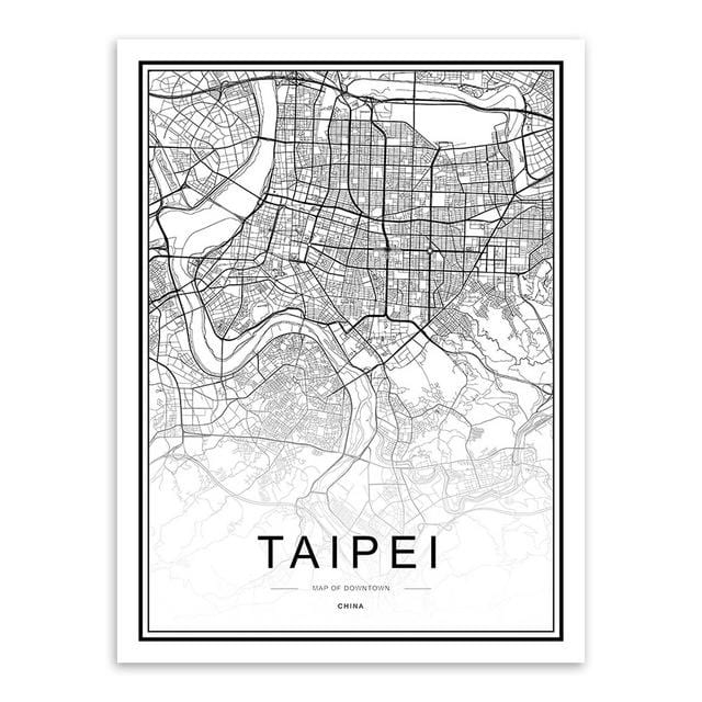 Carte de ville du monde personnalisée en noir et blanc, affiches de Paris, londres, New York, images d'art murales nordiques pour salon, décoration de maison, peintures sur toile