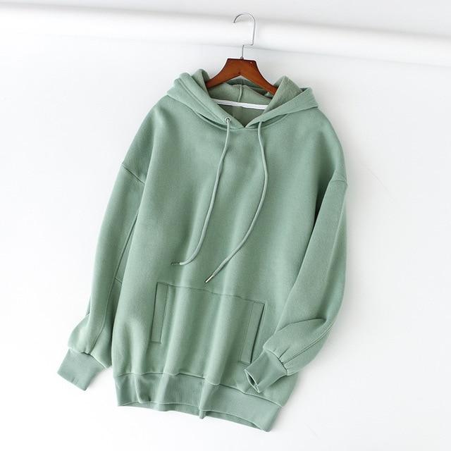 Tangada Frauen Fleece Hoodie Sweatshirts Winter japanische Mode 2019 Oversize Damen Pullover warme Tasche Kapuzenjacke SD60