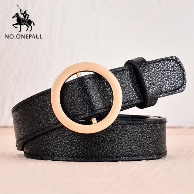 NO.ONEPAUL Designer's famous brand leatherhigh quality belt fashion alloy double ring circle buckle girl jeans dress wild belts