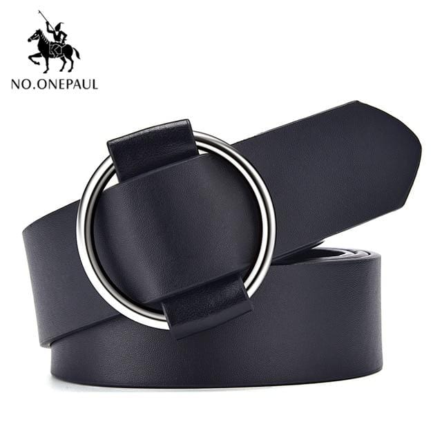 NO.ONEPAUL Designer's famous brand leatherhigh quality belt fashion alloy double ring circle buckle girl jeans dress wild belts