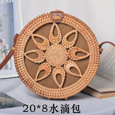 Woven Rattan Bag Round Straw Shoulder Bag Small Beach HandBags Women Summer Hollow Handmade Messenger Crossbody Bags