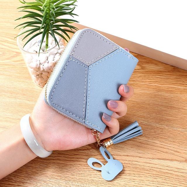 Geometric Luxury Brand Leather Wallets Women Long Zipper Coin Purses Tassel Design Clutch Wallet Female Money Credit Card Holder