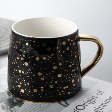 350ml ceramic coffee mugs with gold handle colorful dot office drinking milk mugs cups gifts