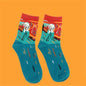 Autumn Winter NEW 3D Retro Personality Art Socks Unisex Women Men Funny Novelty Starry Night Vintage Socks Oil Happy Socks HOT