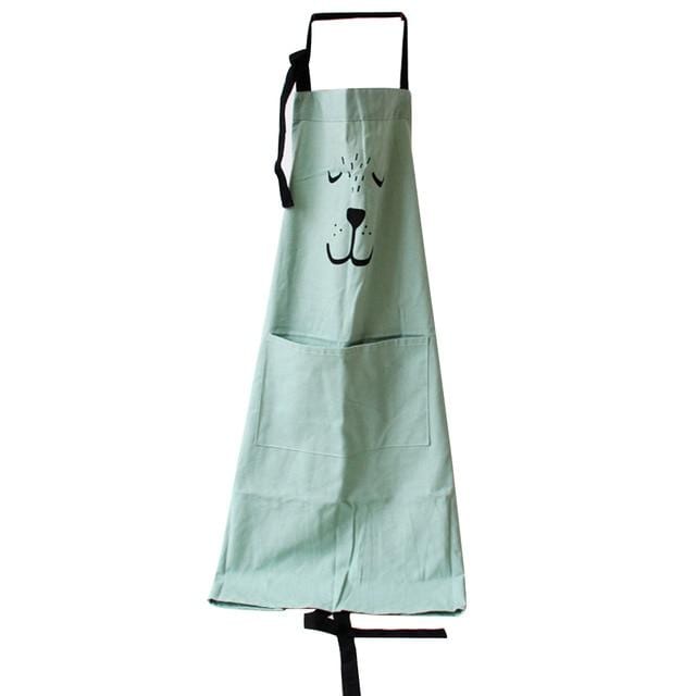 Parent-Child Waterproof Animal Print Cotton Linen Kitchen Cooking Bib Apron Sleeveless Anti-oil Waist Kitchen Cooking Accessory