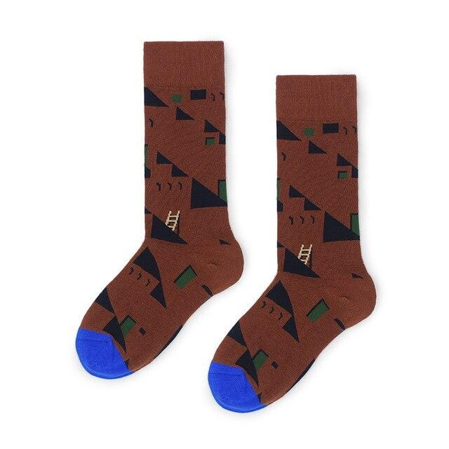 Coton heureux chaussettes femmes cygne paix pigeon oiseau animal chaussettes homme coloré picasso art chaussettes tribu primitive fou hommes chaussette drôle