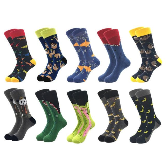 10pairs/lot Brand Quality Men's Socks Combed Cotton colorful Happy Funny Sock Autumn Winter Warm Casual long Men compression sock