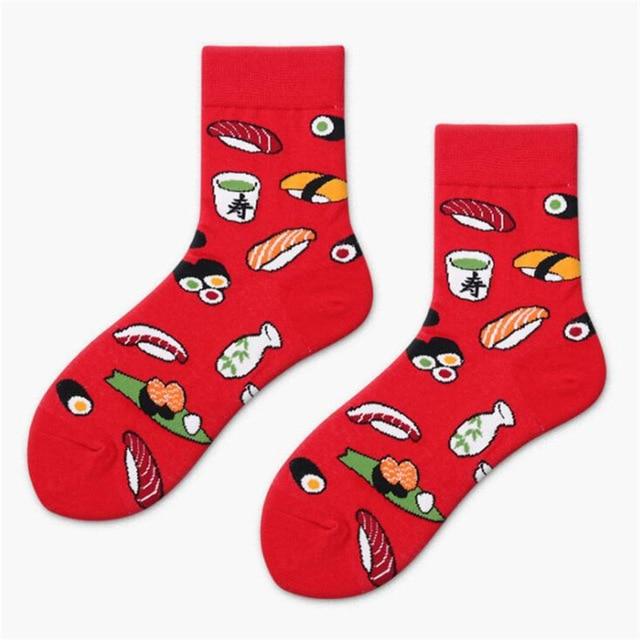 Harajuku Funny Sushi Socks Japanese Creative Cartoon Crew Socks Women Novelty Calcetines Mujer Sokken Female Girl Cute Socks