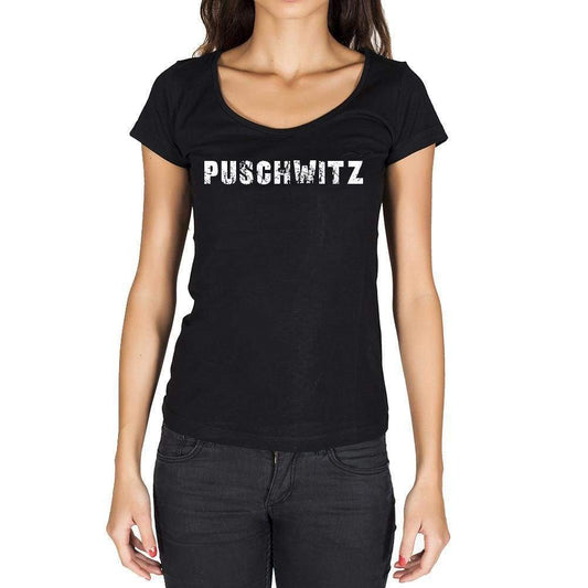 Puschwitz German Cities Black Womens Short Sleeve Round Neck T-Shirt 00002 - Casual