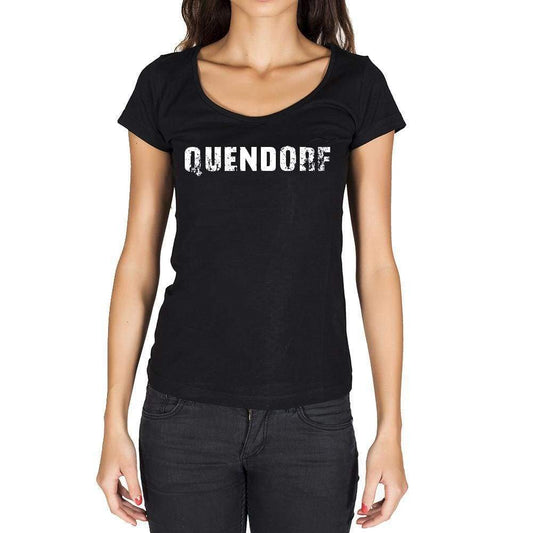 Quendorf German Cities Black Womens Short Sleeve Round Neck T-Shirt 00002 - Casual
