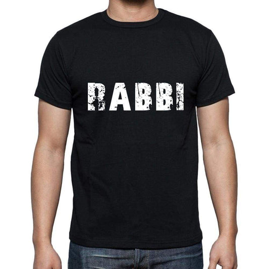 Rabbi Mens Short Sleeve Round Neck T-Shirt 5 Letters Black Word 00006 - Casual