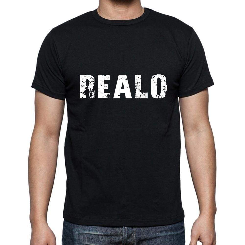 Realo Mens Short Sleeve Round Neck T-Shirt 5 Letters Black Word 00006 - Casual