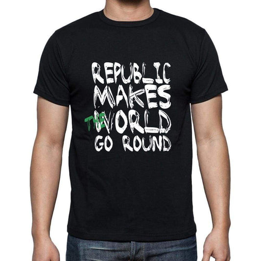 Republic World Goes Arround Mens Short Sleeve Round Neck T-Shirt 00082 - Black / S - Casual