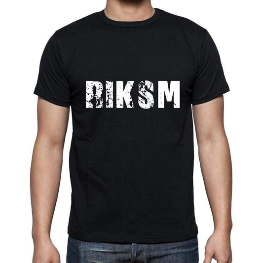Riksm Mens Short Sleeve Round Neck T-Shirt 5 Letters Black Word 00006 - Casual