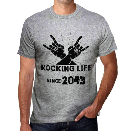 Rocking Life Since 2043 Mens T-Shirt Grey Birthday Gift 00420 - Grey / S - Casual