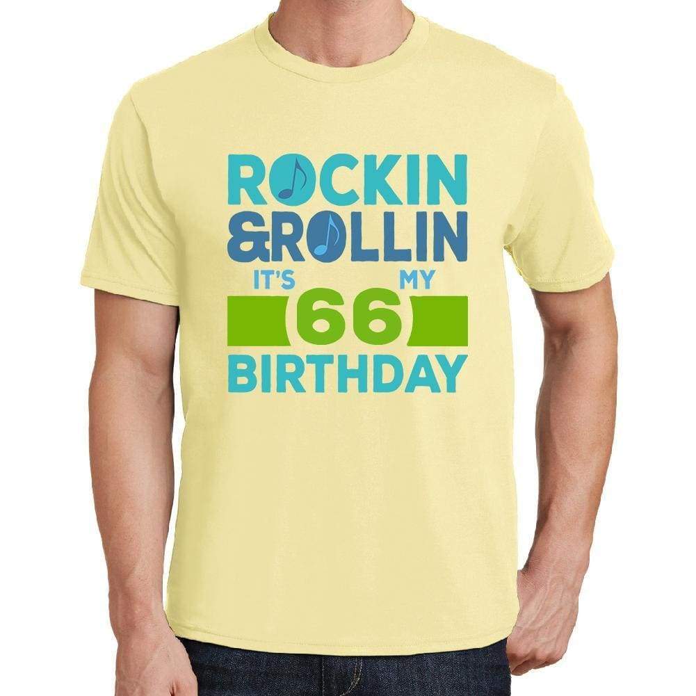 Rockin&rollin 66 Yellow Mens Short Sleeve Round Neck T-Shirt 00278 - Yellow / S - Casual