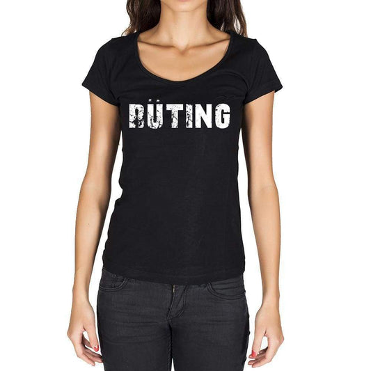 Rüting German Cities Black Womens Short Sleeve Round Neck T-Shirt 00002 - Casual