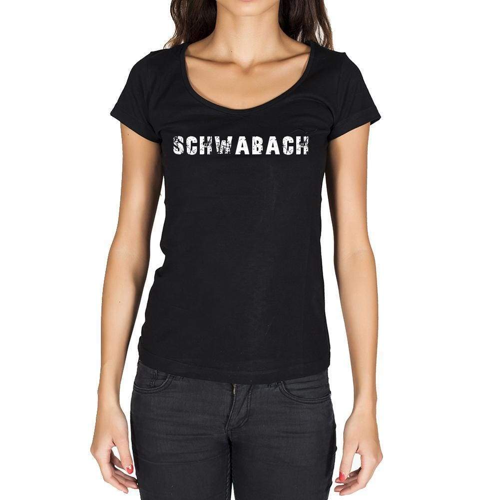 Schwabach German Cities Black Womens Short Sleeve Round Neck T-Shirt 00002 - Casual