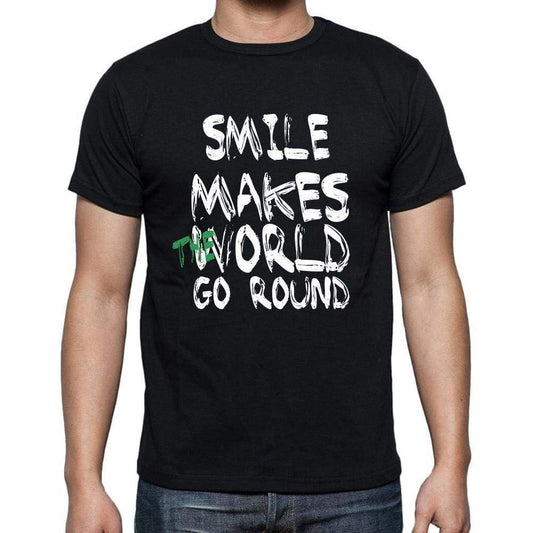 Smile World Goes Arround Mens Short Sleeve Round Neck T-Shirt 00082 - Black / S - Casual