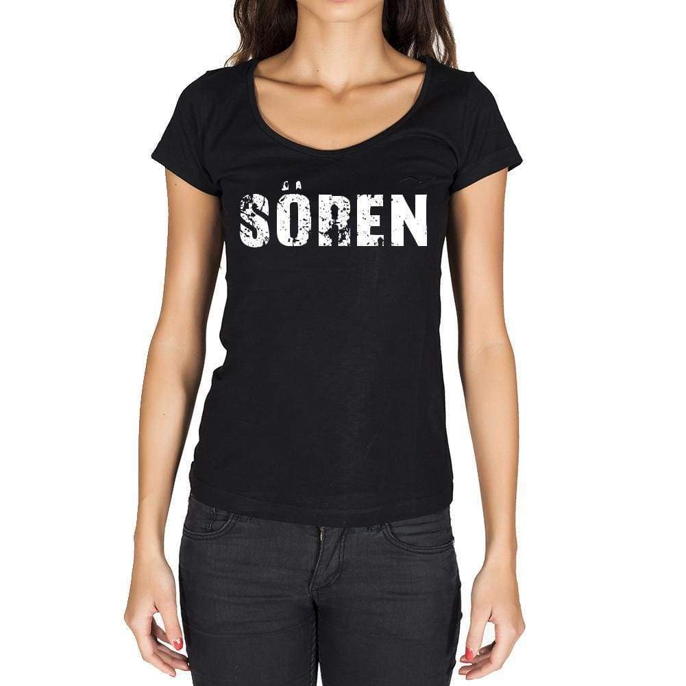 Sören German Cities Black Womens Short Sleeve Round Neck T-Shirt 00002 - Casual
