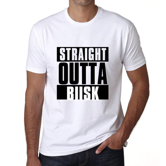 Straight Outta Biisk Mens Short Sleeve Round Neck T-Shirt 00027 - White / S - Casual