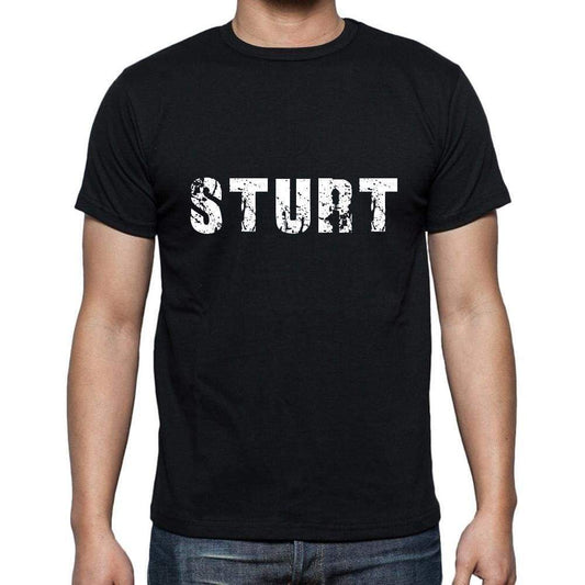 Sturt Mens Short Sleeve Round Neck T-Shirt 5 Letters Black Word 00006 - Casual