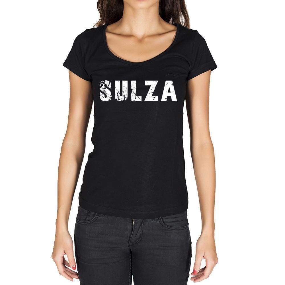 Sulza German Cities Black Womens Short Sleeve Round Neck T-Shirt 00002 - Casual