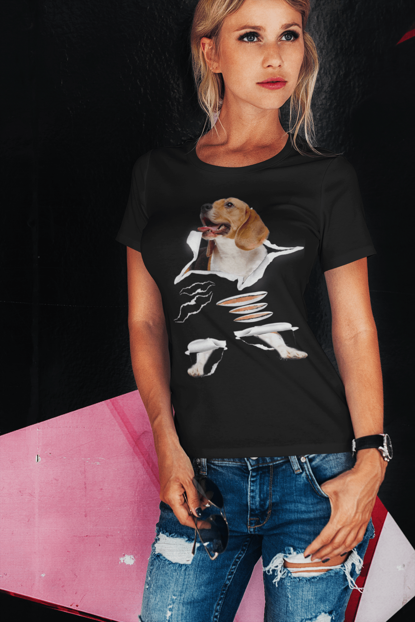 T-shirt biologique ULTRABASIC pour femmes - Beagle - Chemise pour chien drôle - Vêtements pour chiens