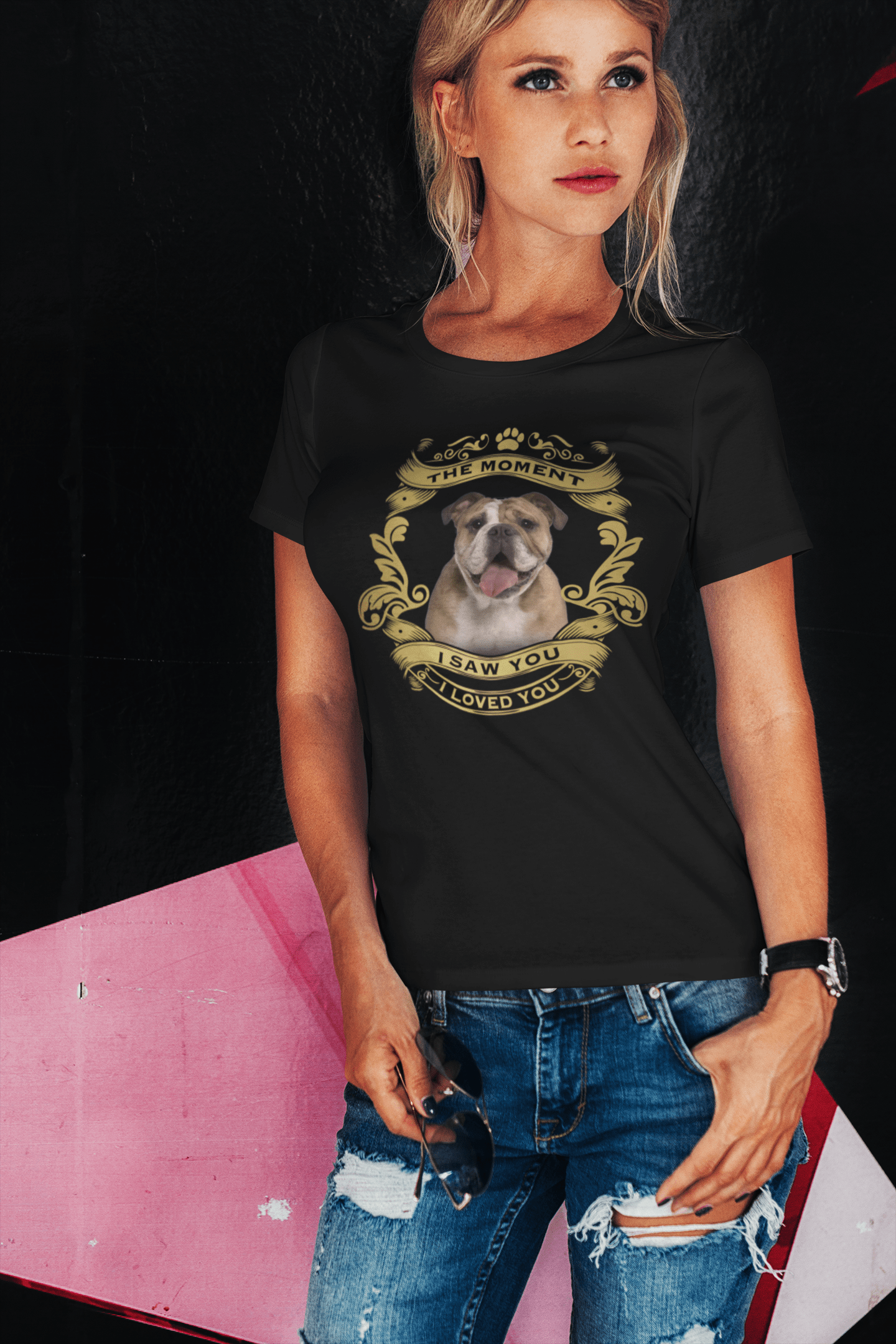 ULTRABASIC Women's Organic T-Shirt English Bulldog Dog - Moment I Saw You I Loved You Puppy Tee Shirt for Ladies